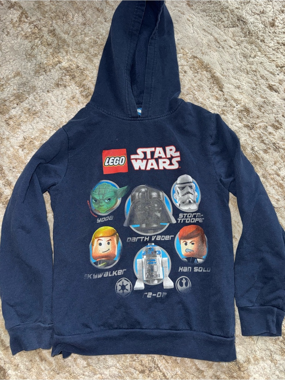 Star Wars Navy Blue Kids Hoodie with LEGO Character Graphics